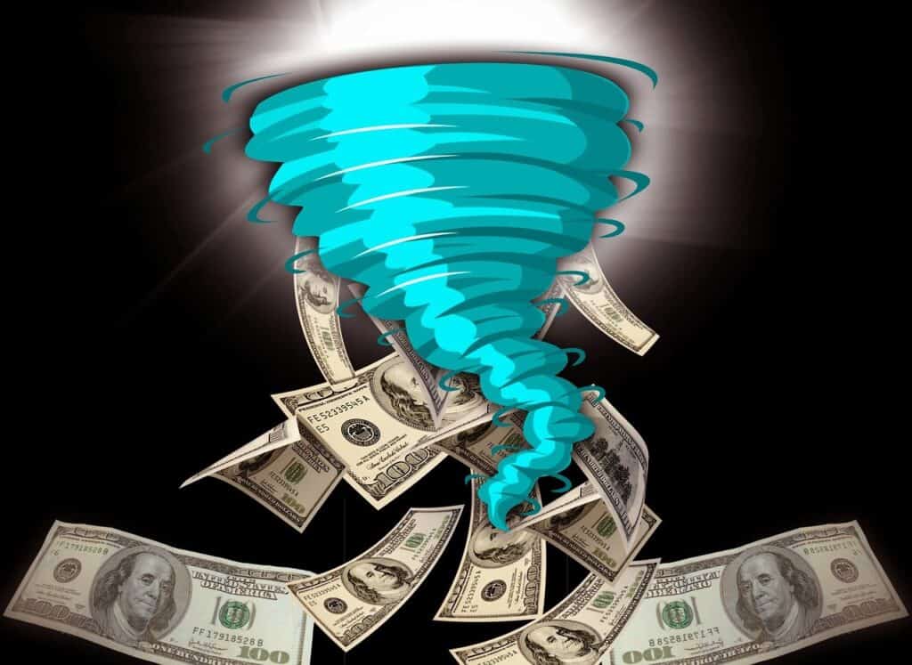 Hiperinflacja na świecie - pieniądze, tornado